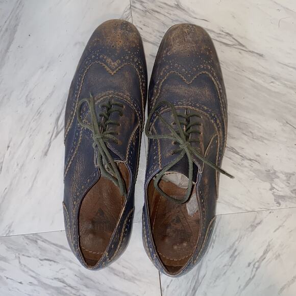 John Fluevog Grey Leather Distressed Oxford Shoes Size 6 main image 5